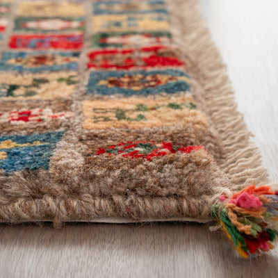 ギャッベ　ペルシャ手織り絨毯　玄関マット　68×92cm