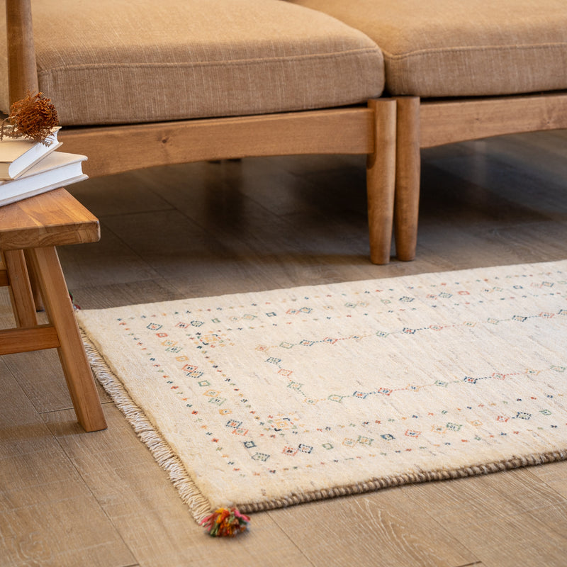 ギャッベ　ペルシャ手織り絨毯　玄関マット　61×87cm