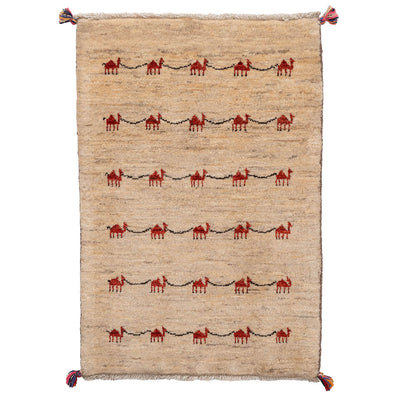 ギャッベ　ペルシャ手織り絨毯　玄関マット　60×90cm