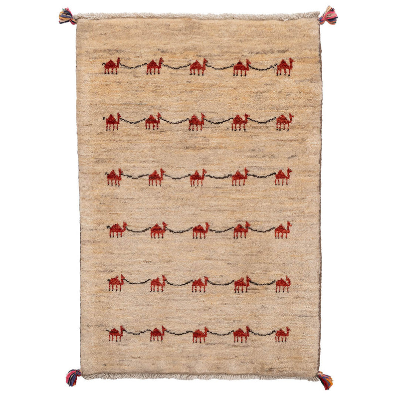 ギャッベ　ペルシャ手織り絨毯　玄関マット　60×90cm