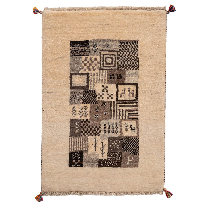 ギャッベ　ペルシャ手織り絨毯　玄関マット　62×90cm
