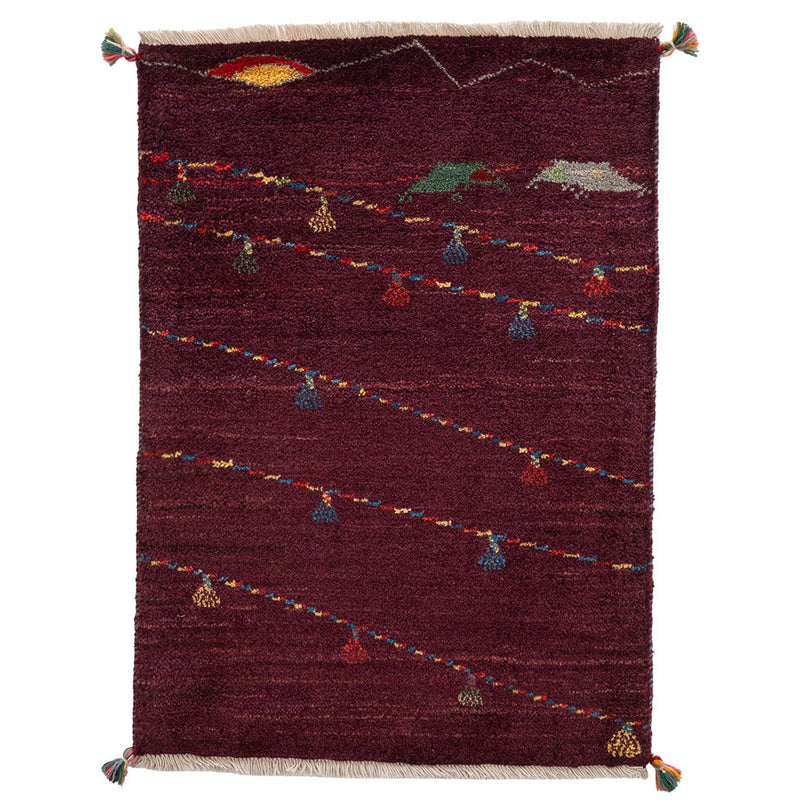 ギャッベ　ペルシャ手織り絨毯　玄関マット　63×87cm