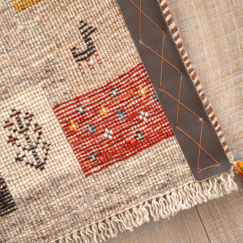 ギャッベ　ペルシャ手織り絨毯　玄関マット　63×90cm