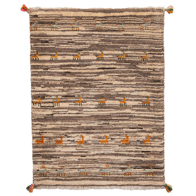 ギャッベ　ペルシャ手織り絨毯　玄関マット　63×83cm
