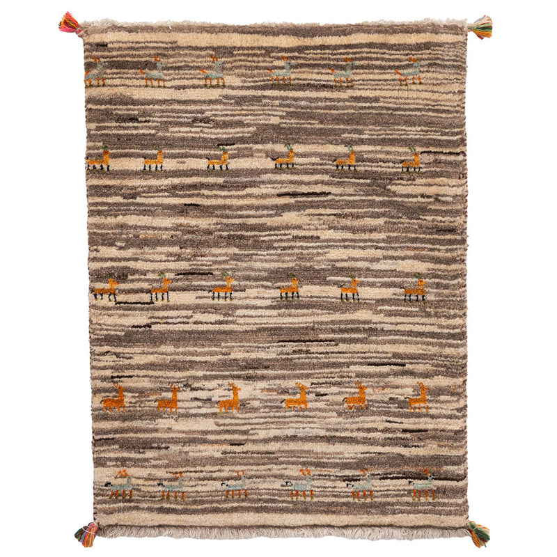 ギャッベ　ペルシャ手織り絨毯　玄関マット　63×83cm