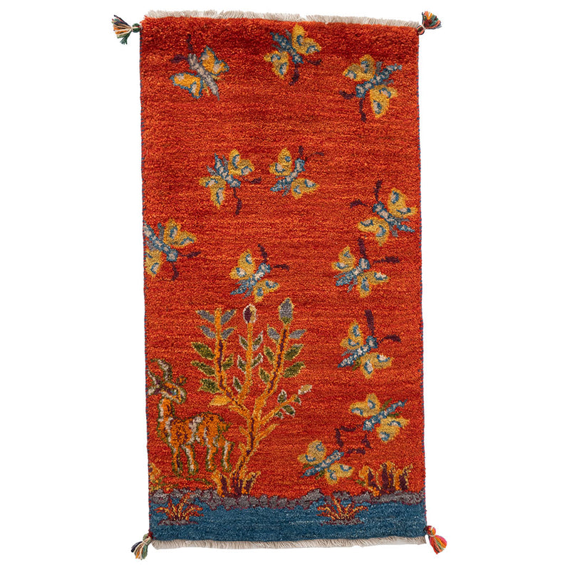 ギャッベ　ペルシャ手織り絨毯　玄関マット　51×95cm