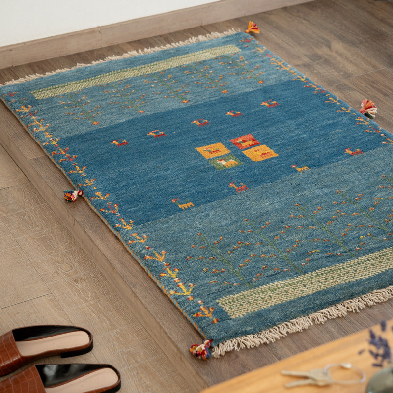 ギャッベ　ペルシャ手織り絨毯　ラグ　78×120cm