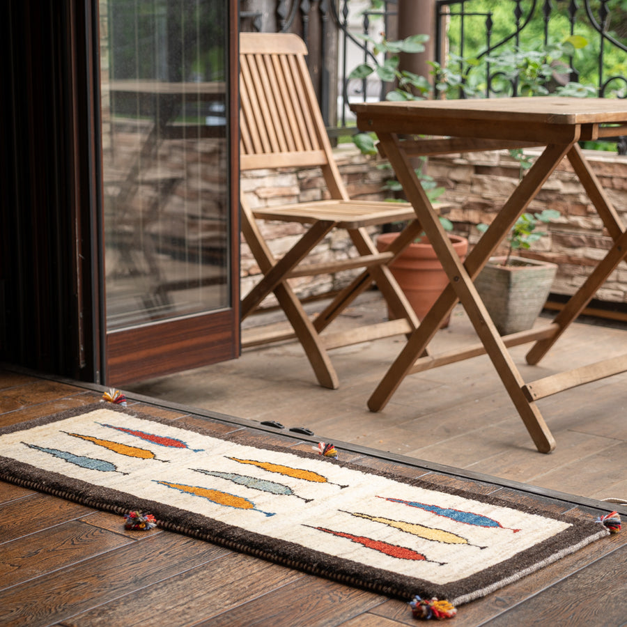 120x40cm ペルシャギャッベ ランナー (ギャベ) ペルシャ絨毯 ギャッベ