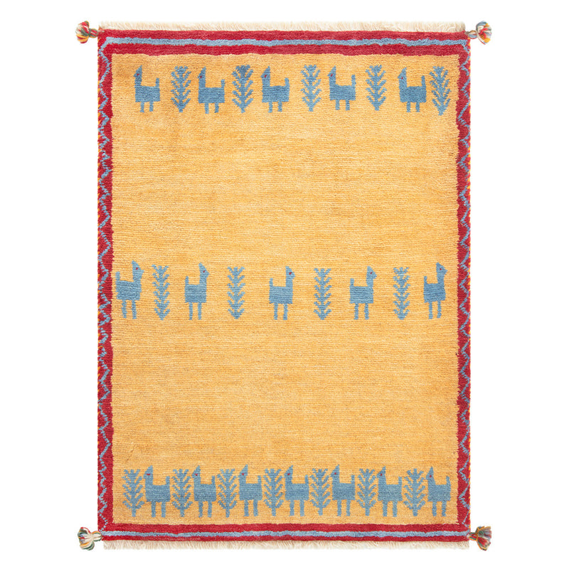 ギャッベ　ペルシャ手織り絨毯　ラグ　86×121cm