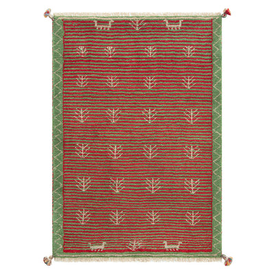 ギャッベ　ペルシャ手織り絨毯　ラグ　88×126cm