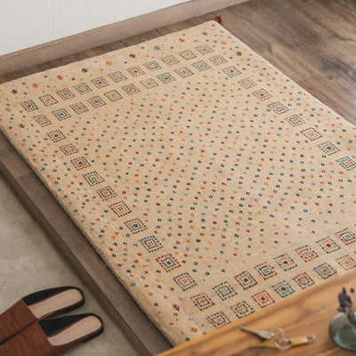 ギャッベ　ペルシャ手織り絨毯　ラグ　90×130cm