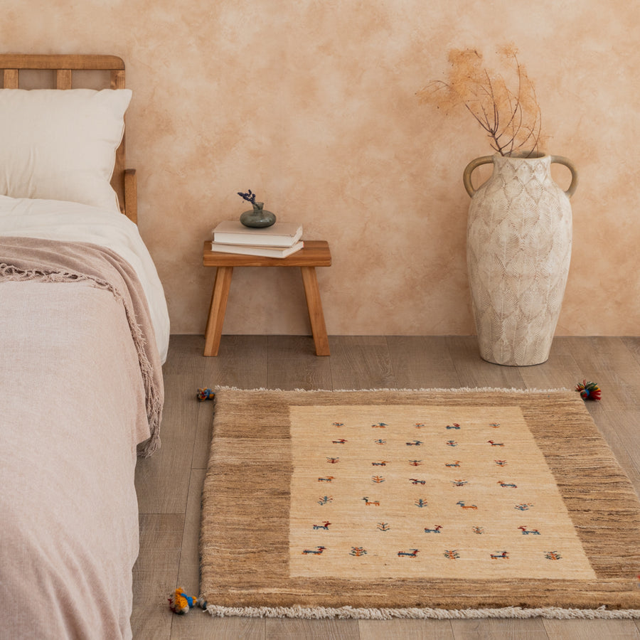 玄関マット 120x80cm ペルシャ絨毯 ギャッベ 手織り カシュクリ ラグ ギャッベ 玄関マット他 (約75×120cm) – Persiadirect