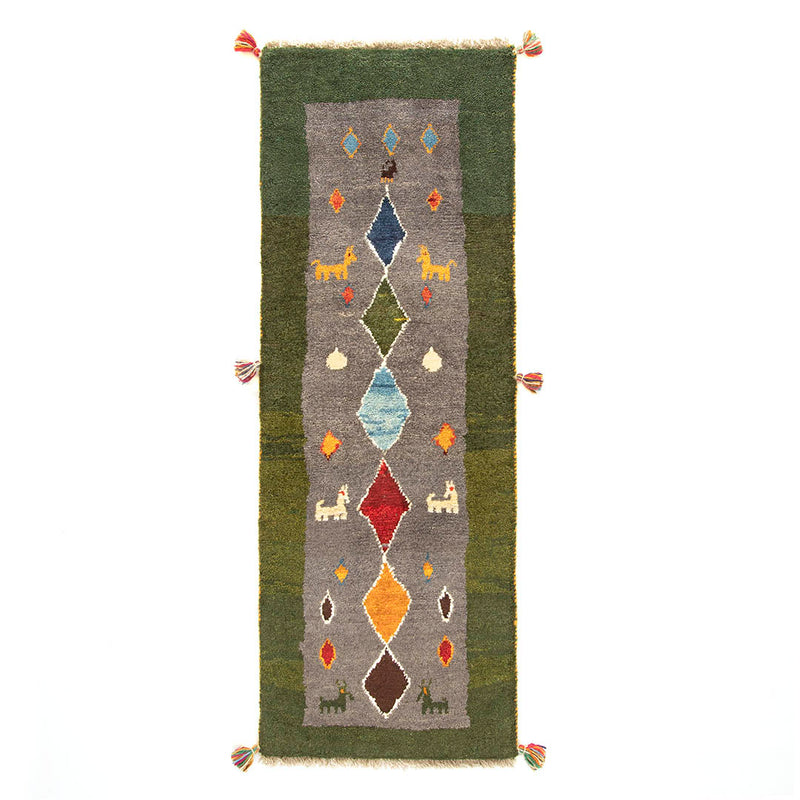 ギャッベ　ペルシャ手織り絨毯　ランナー（細長い）　55×149cm