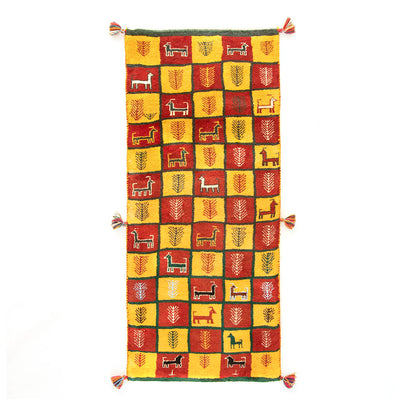 ギャッベ　ペルシャ手織り絨毯　ランナー（細長い）　54×122cm