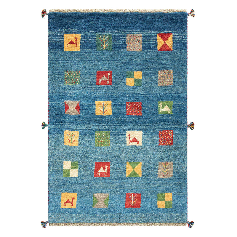 ギャッベ　ペルシャ手織り絨毯　ラグ　96×143cm