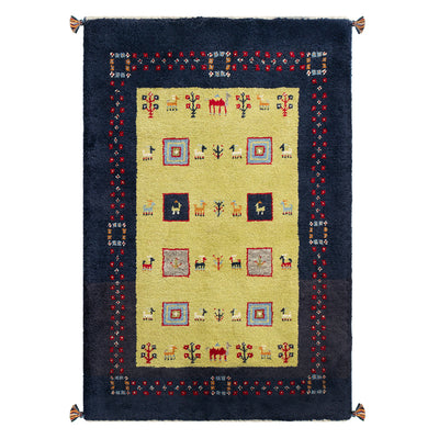 ギャッベ　ペルシャ手織り絨毯　ラグ　83×126cm