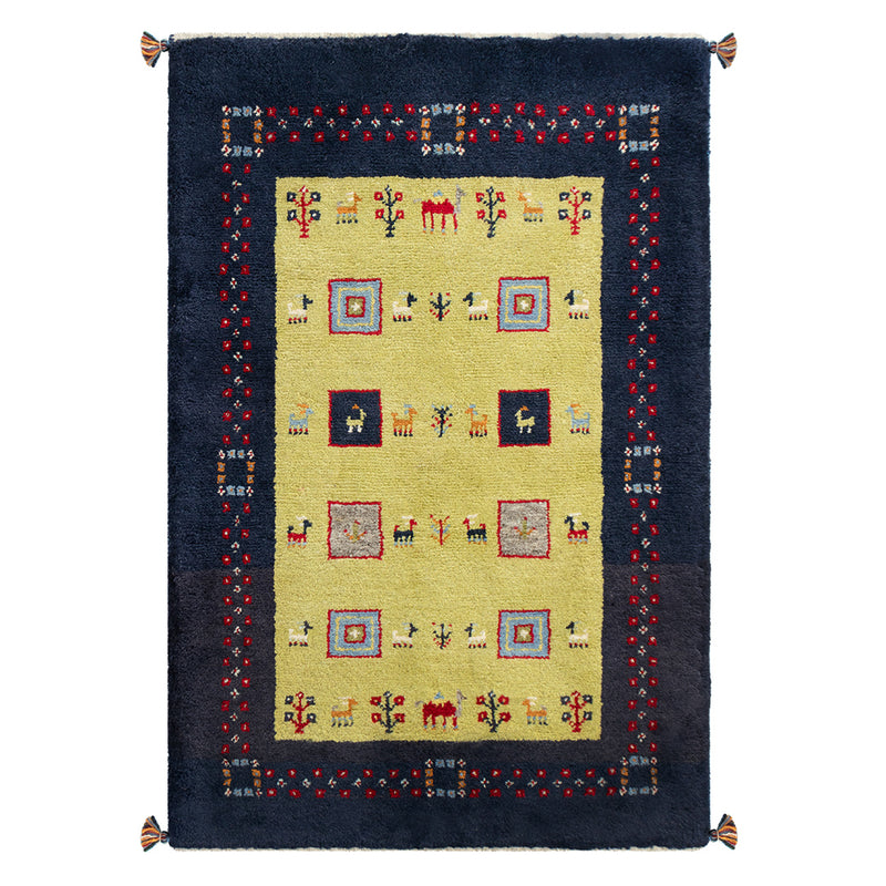 ギャッベ　ペルシャ手織り絨毯　ラグ　83×126cm