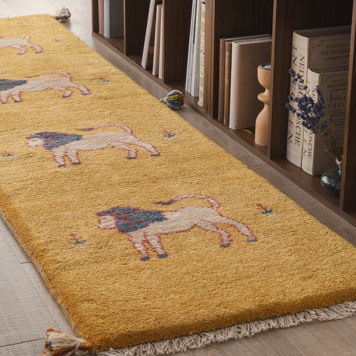 104x44cm ペルシャギャッベ ランナー (ギャベ) ペルシャ絨毯 ギャッベ BORZU ボルズー ペルシャ手織りギャッベ ランナー（長細）サイズ