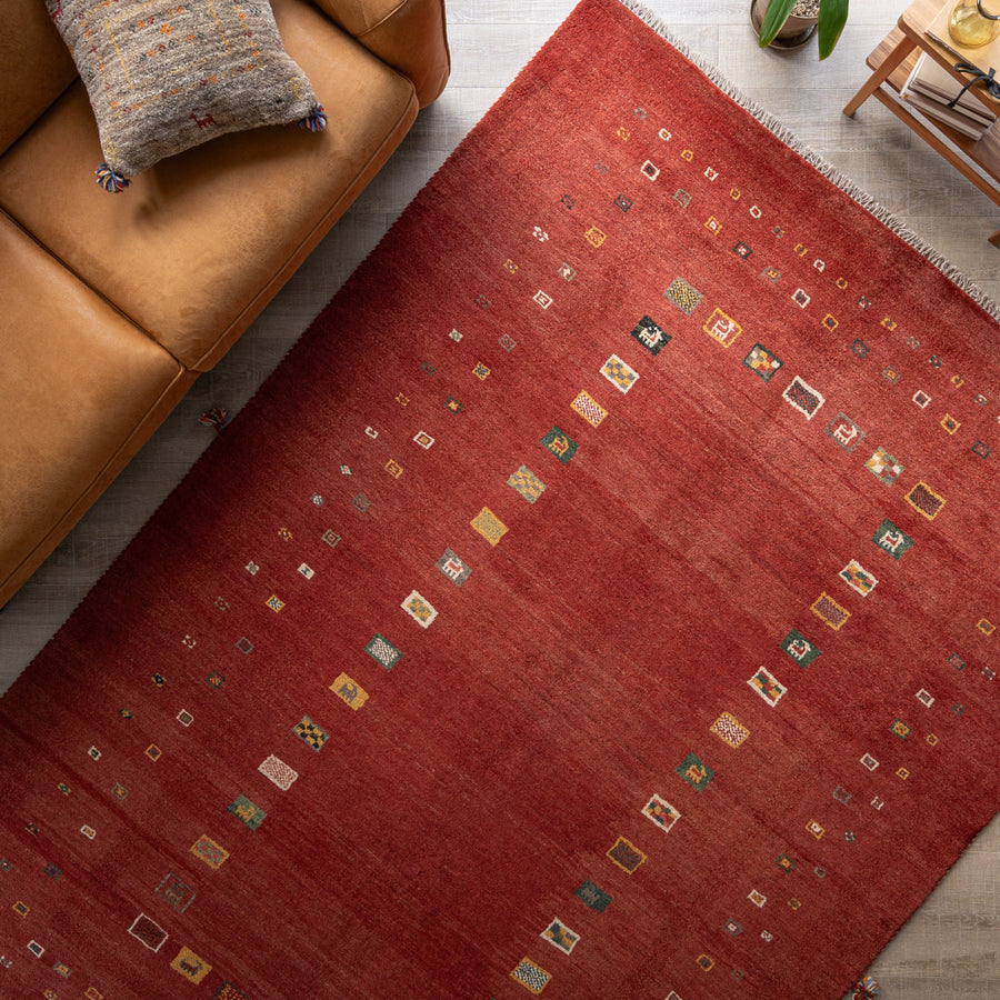 292×204cm　ギャッベ　ペルシャ絨毯　手織り ☆ペルシャ絨毯 手織りリーズバフトギャッベ 玄関マットMサイズ