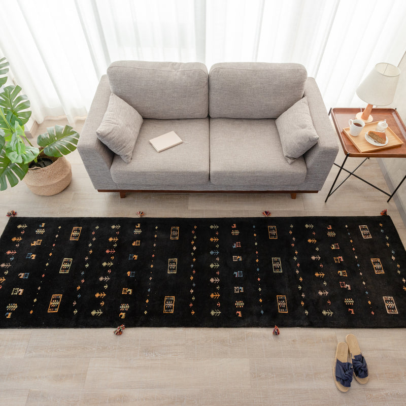 ギャッベ　ペルシャ手織り絨毯　ランナー　80×286cm