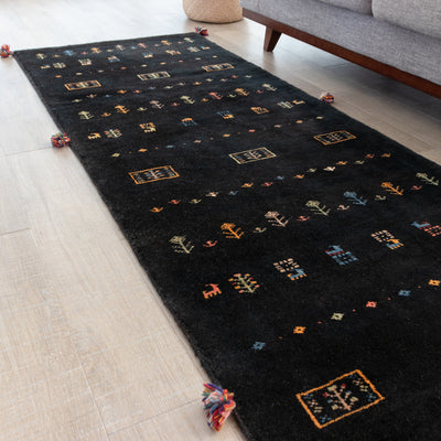 ギャッベ　ペルシャ手織り絨毯　ランナー　80×286cm