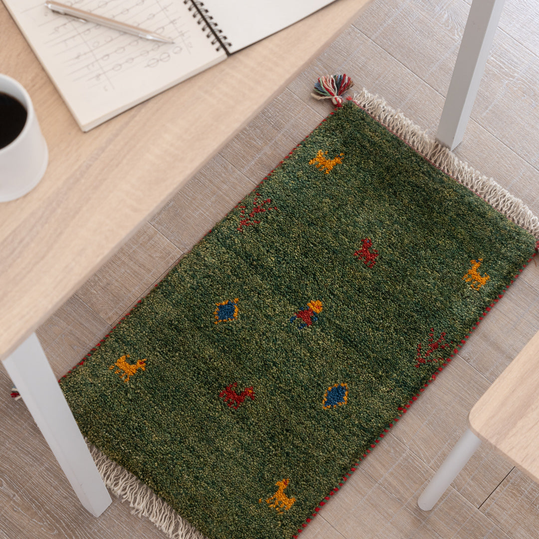 M2385 ペルシャ手織りギャッベ ミニギャッベ（玄関マット等