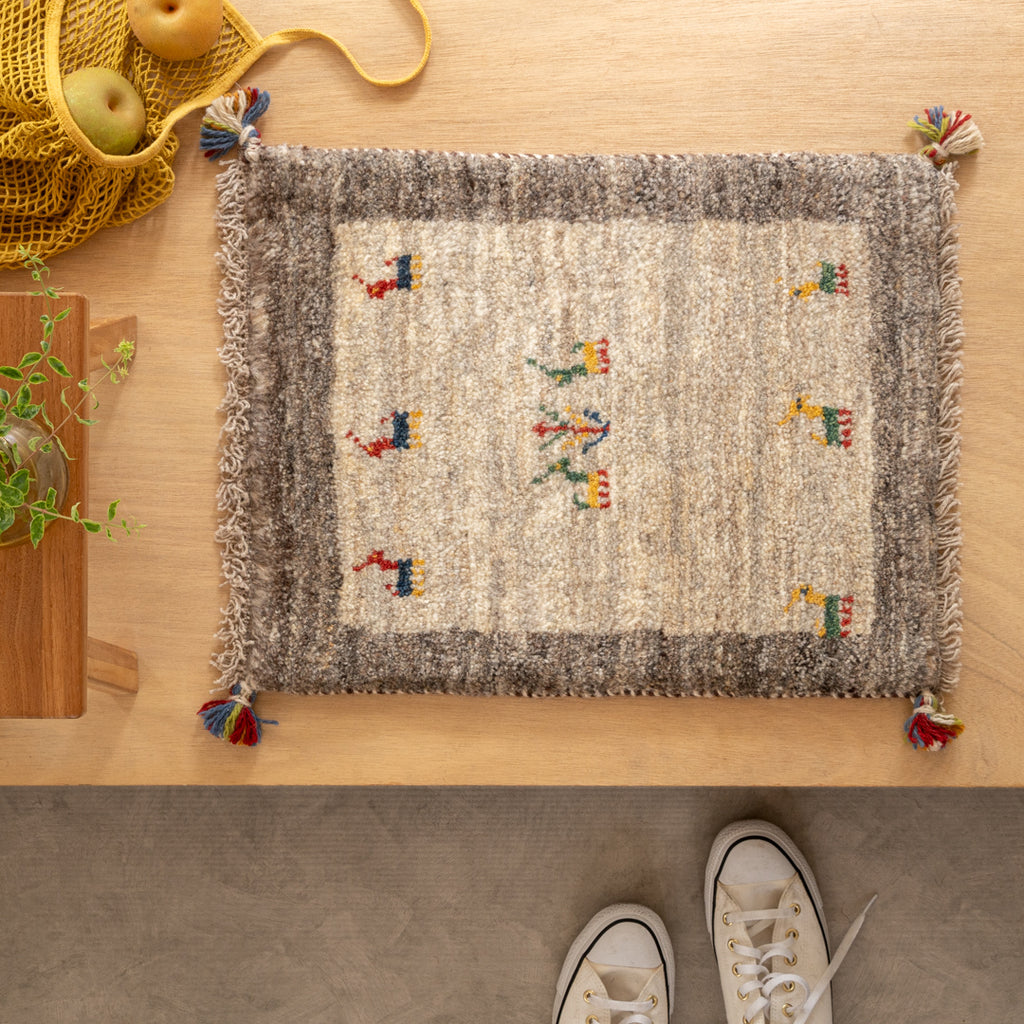 ペルシャ手織りギャッベ　　年代 M2391 ペルシャ手織りギャッベ ミニギャッベ（玄関マット等