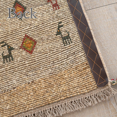 ペルシャ手織りギャッベ　玄関マット他　約60×90cm