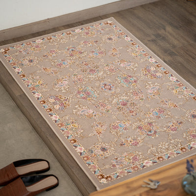 ペルシャカーペット玄関マット　ギルダー柄　グレー　75×120cm