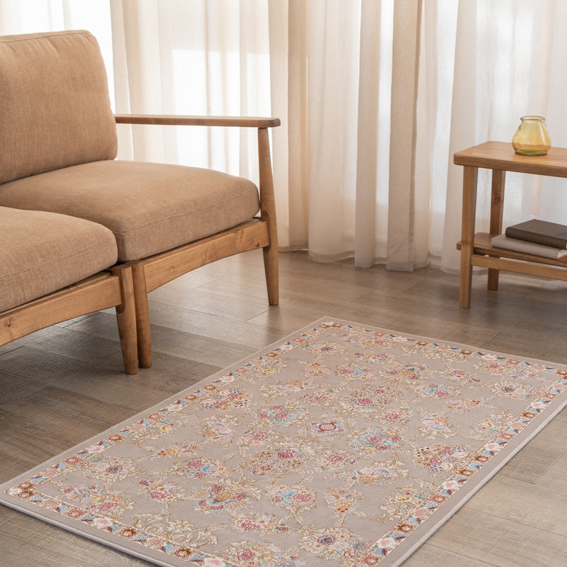 ペルシャカーペット玄関マット　ギルダー柄　グレー　75×120cm