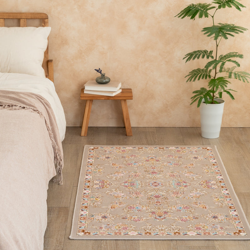 ペルシャカーペット玄関マット　ギルダー柄　グレー　75×120cm