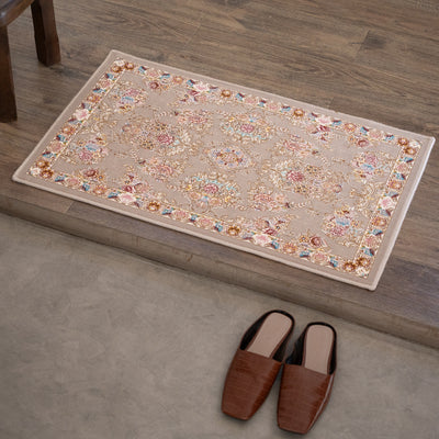 ペルシャカーペット玄関マット　ギルダー柄　グレー　50×80cm