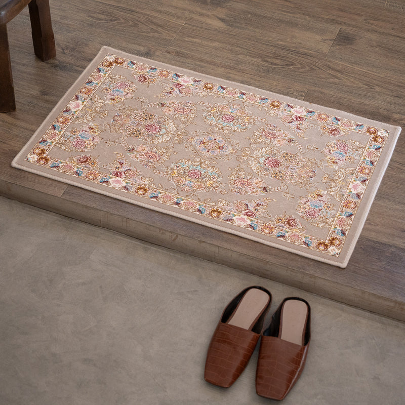 ペルシャカーペット玄関マット　ギルダー柄　グレー　50×80cm