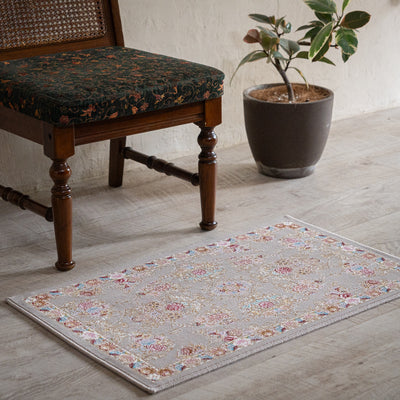 ペルシャカーペット玄関マット　ギルダー柄　グレー　50×80cm