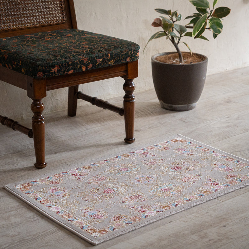 ペルシャカーペット玄関マット　ギルダー柄　グレー　50×80cm