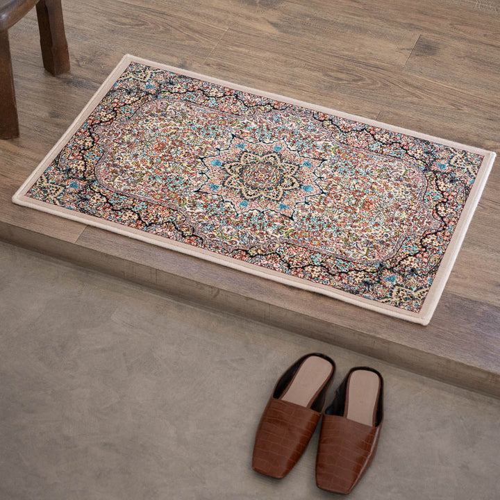ペルシャカーペット玄関マット ゴルリーズ柄 ベージュ 50×80cm