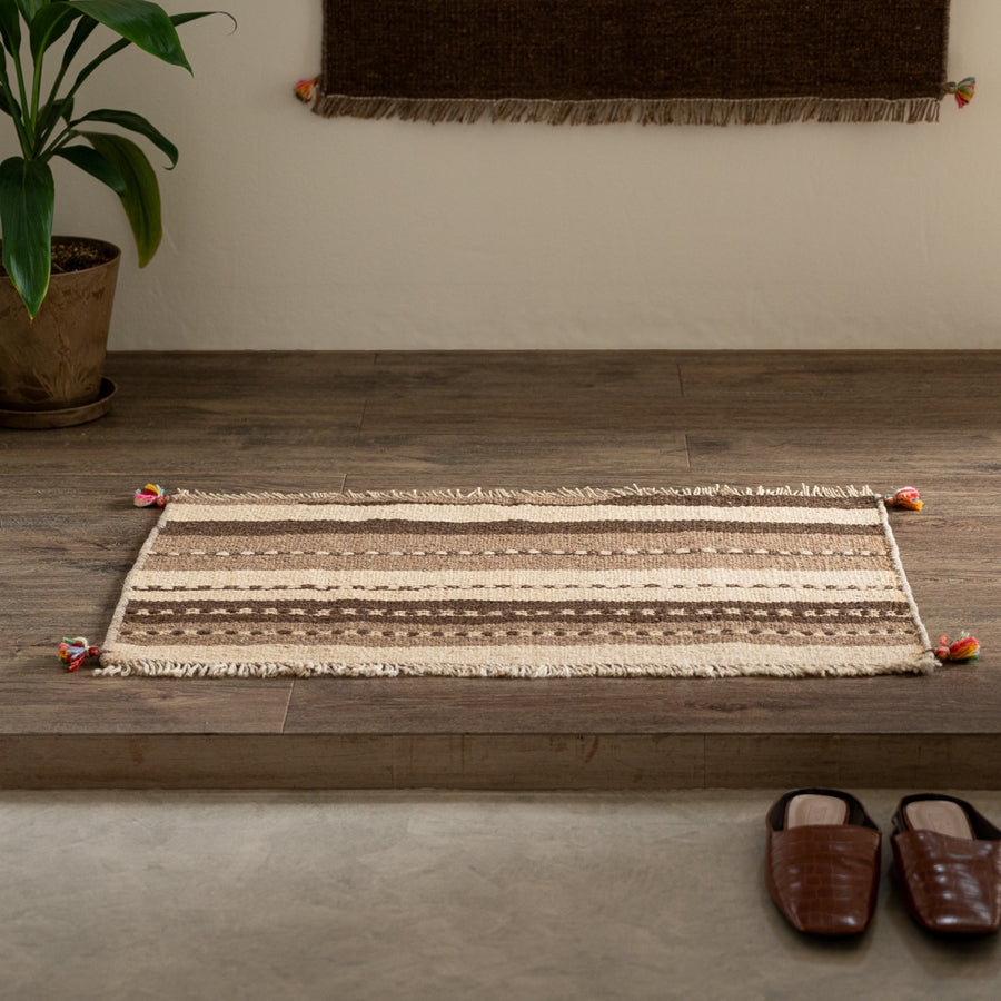 ペルシャ手織りキリム ウール 玄関マット バクティアリ 50×80cm