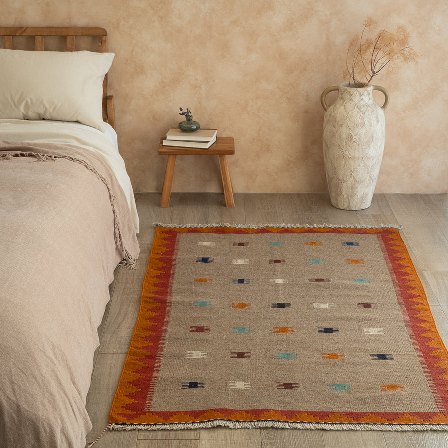 ペルシャ オシャク 手紡ぎウールラグ/サイズ:60x90cm.. kf23。 ペルシャ絨毯 クム産 シルク 60x90cm ムラディ工房 ラグ専門店