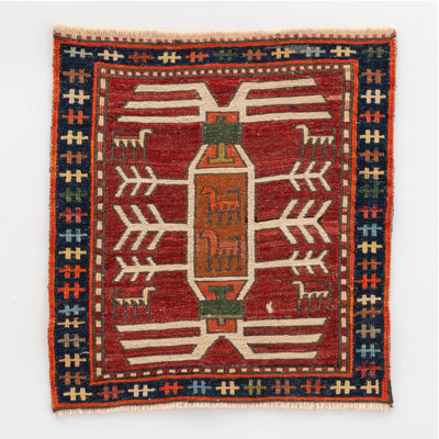 ペルシャ手織りキリム　ウール　ミニキリム　アゼルバイジャン　31×35cm