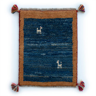ギャッベ　ペルシャ手織り絨毯　玄関マット　43×55cm