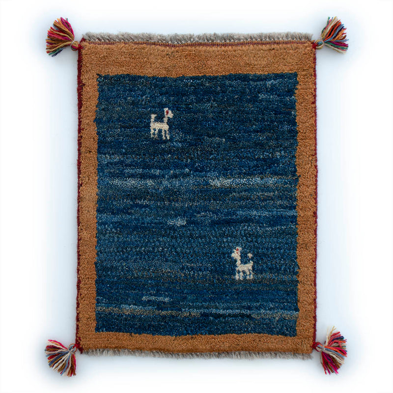 ギャッベ　ペルシャ手織り絨毯　玄関マット　43×55cm