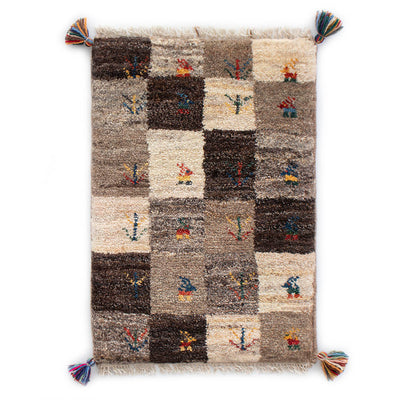ギャッベ　ペルシャ手織り絨毯　玄関マット　44×62cm
