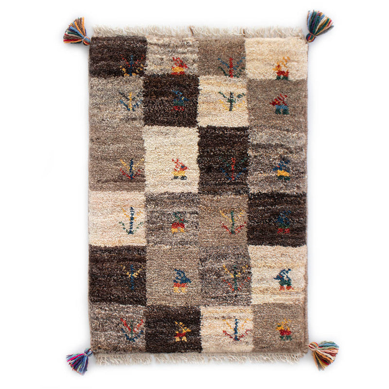 ギャッベ　ペルシャ手織り絨毯　玄関マット　44×62cm