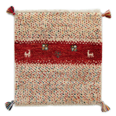 ギャッベ　ペルシャ手織り絨毯　玄関マット　49×51cm