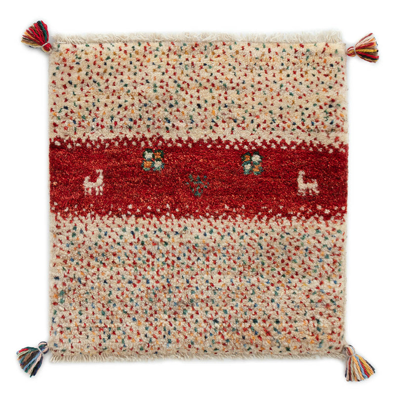 ギャッベ　ペルシャ手織り絨毯　玄関マット　49×51cm
