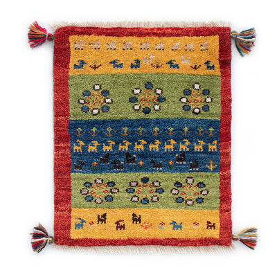 ギャッベ　ペルシャ手織り絨毯　玄関マット　41×50cm