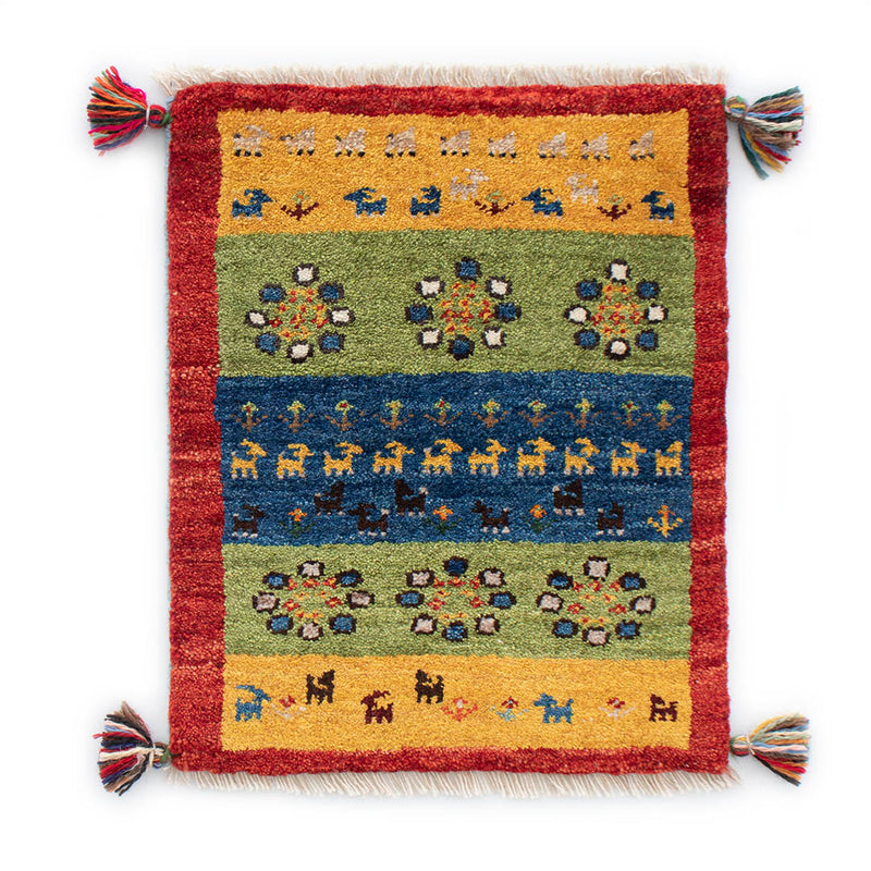 ギャッベ　ペルシャ手織り絨毯　玄関マット　41×50cm