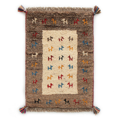 ギャッベ　ペルシャ手織り絨毯　玄関マット　45×63.5cm