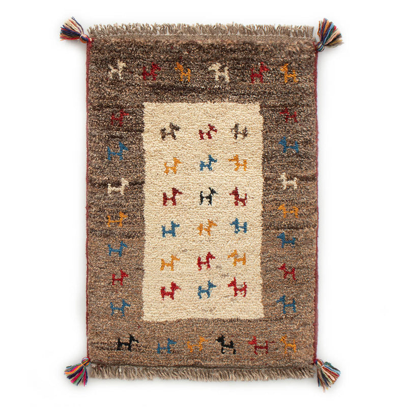 ギャッベ　ペルシャ手織り絨毯　玄関マット　45×63.5cm