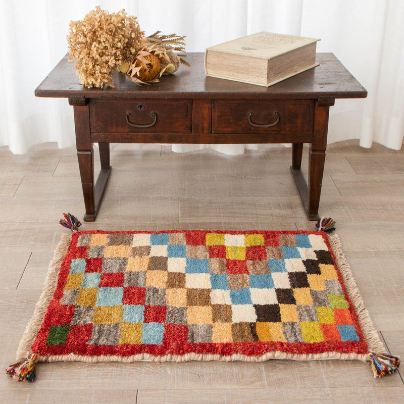 ギャッベ　ペルシャ手織り絨毯　玄関マット　47×60cm
